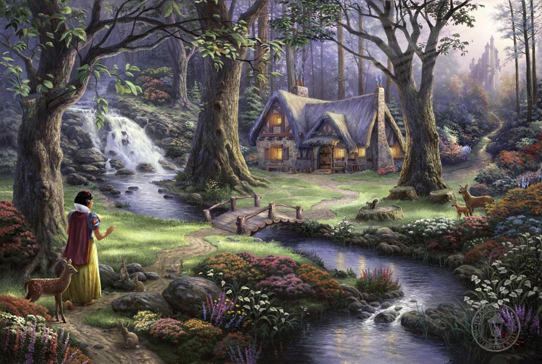 Thomas Kinkade Snow White discovers the cottage